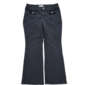 Y2K Jordache Flare Low Rise Stretch Jeans Black Pocket detail Size 13 Retro